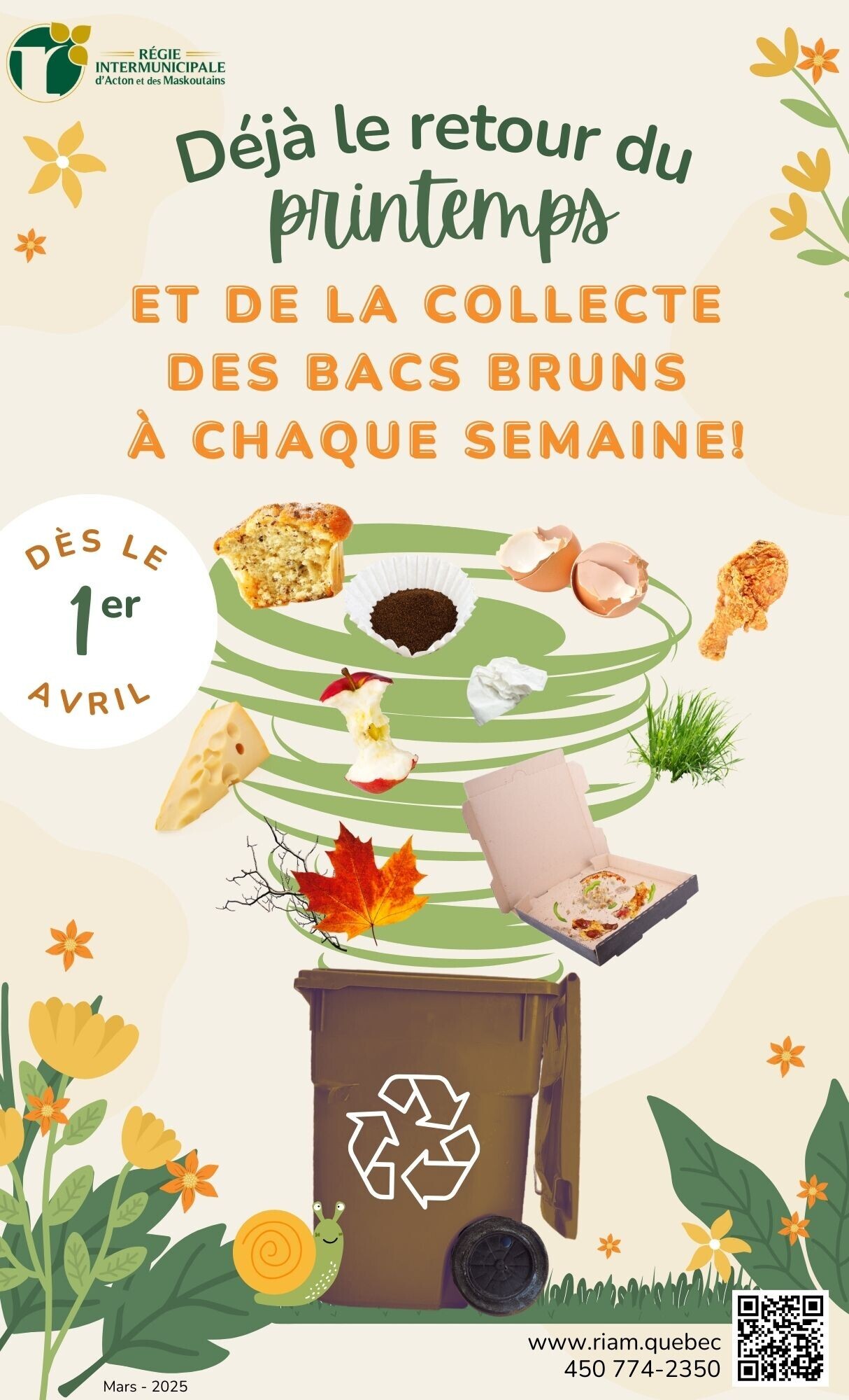 Affiche collecte hebdo bac brun