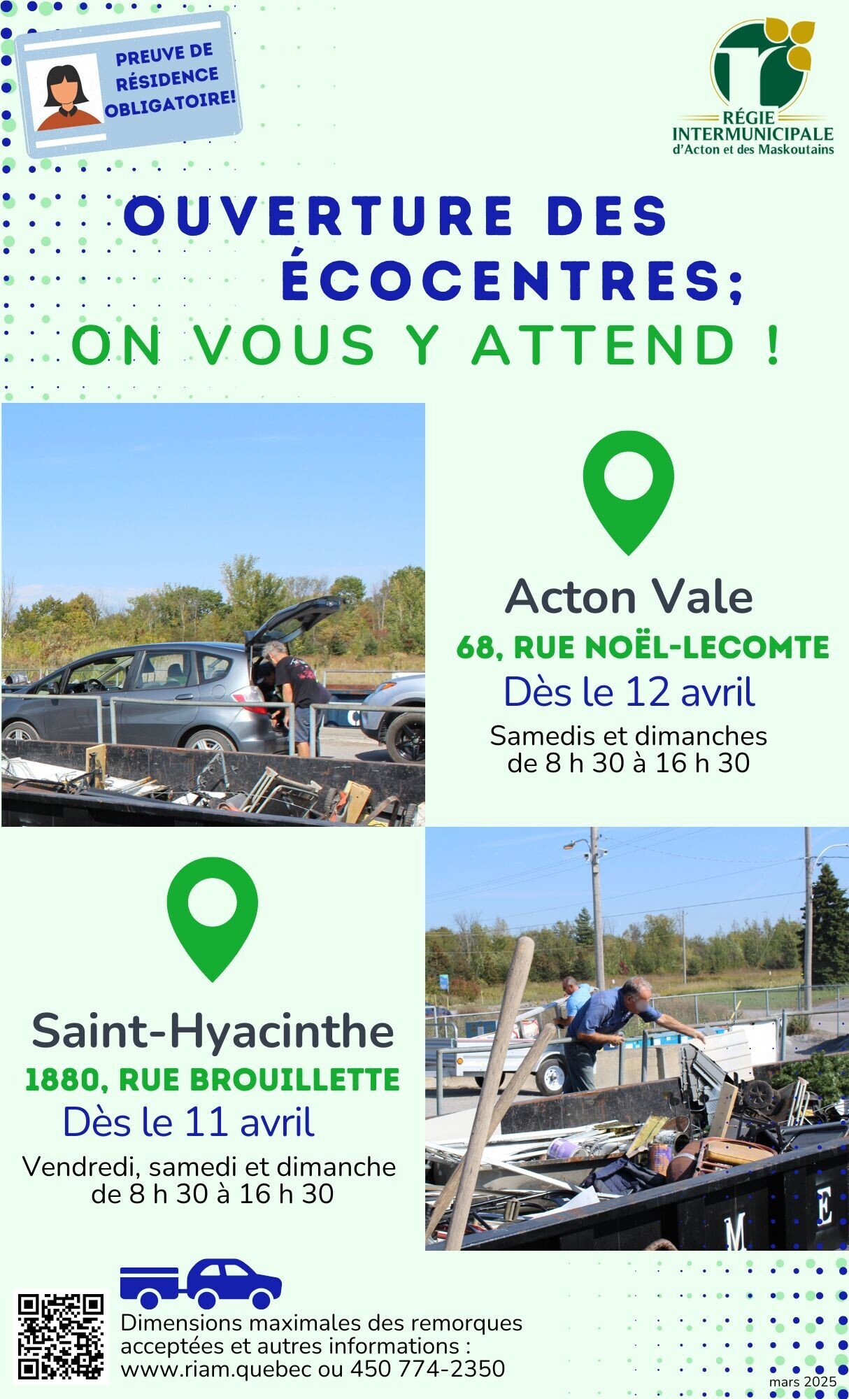 Affiche ouverture écocentres