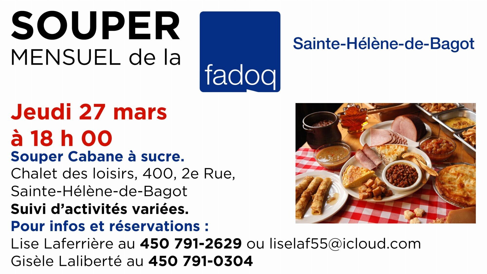 Affiche - FADOQ souper 27 mars 2025