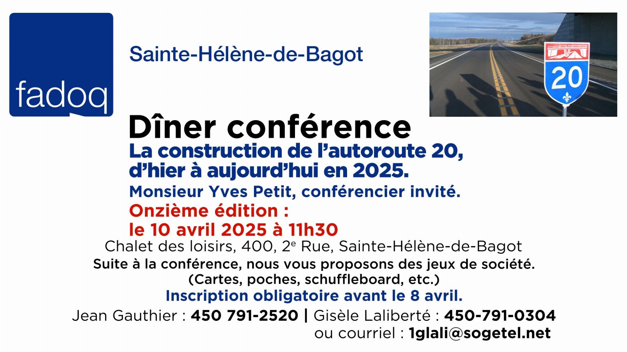 FADOQ - Diner conférence 10 avril 2025