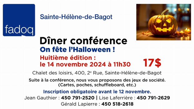 Affiche diner conférence FADOQ 14 nov.