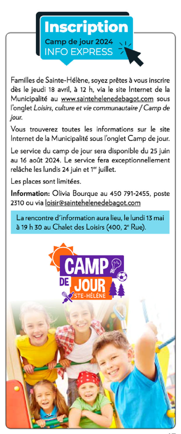 Affiche inscription camp jour