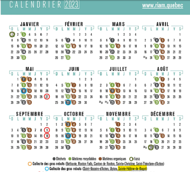 Calendrier des collectes - Gros rebuts