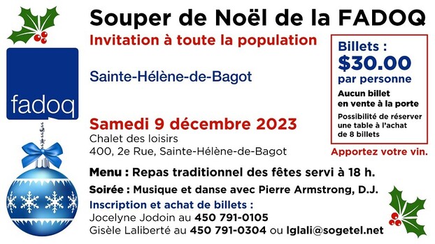 Affiche FADOQ souper Noel 2023