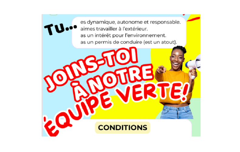 RIAM - Offre d'emploi Équipe Verte - Envoie ton CV avant le 24 mai