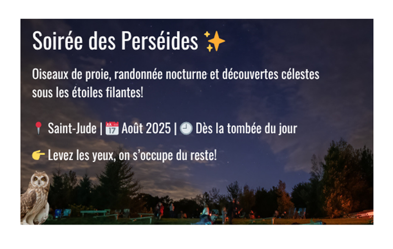 Venez vivre la magie des Perséides à Chouette à voir! - Les 15 et 16 août 2025