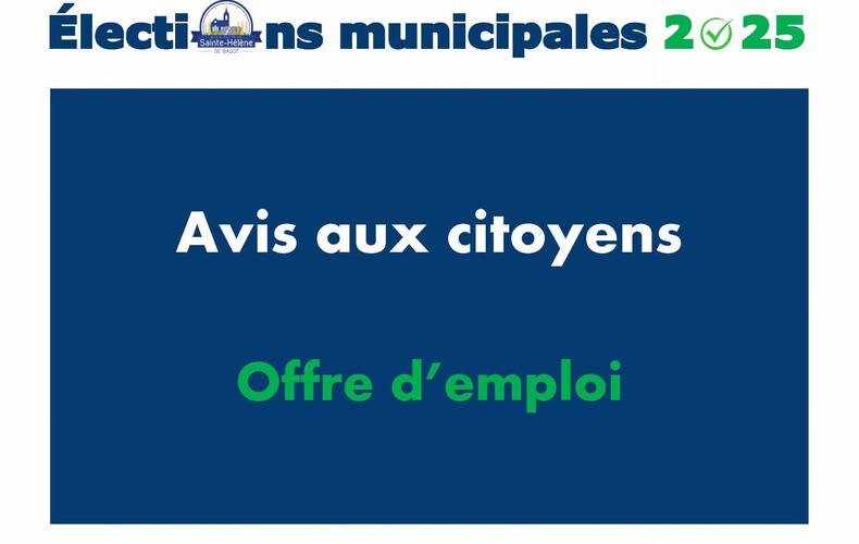 Élections municipales 2025 - Offre d'emplois : scrutateurs et secrétaires