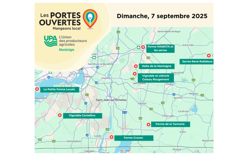 UPA - 8 fermes de la Montérégie ouvrent leurs portes aux petits curieux et aux grands gourmands