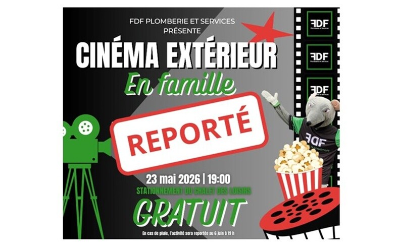Date reportée au samedi 23 mai - Cinéma extérieur gratuit à Sainte-Hélène