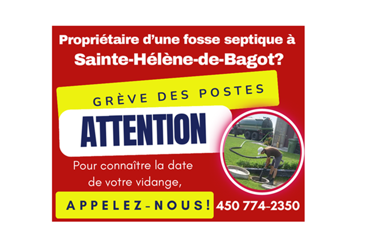 RIAM - Propriétaire d'une fosse septique à Sainte-Hélène-de-Bagot? Appelez-nous!