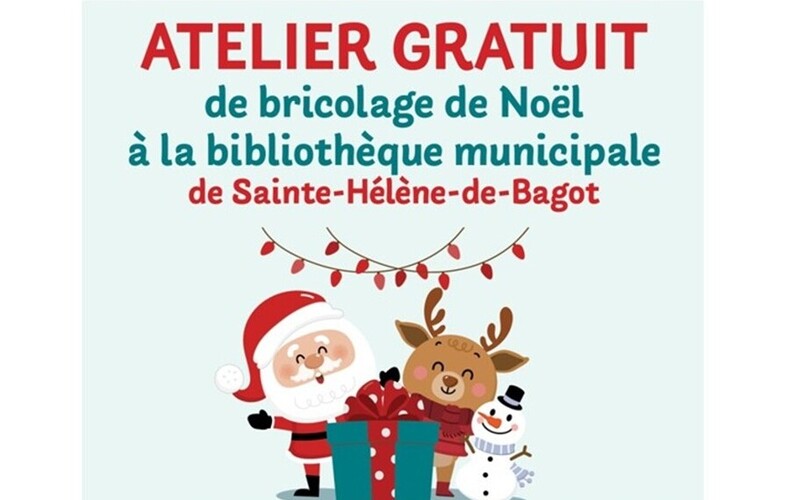 Bibliothèque - Atelier gratuit de bricolage de Noël - Samedi 20 décembre 2025