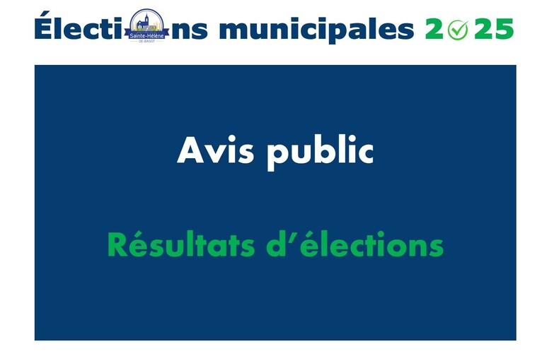 Avis public de résultat de l'élection
