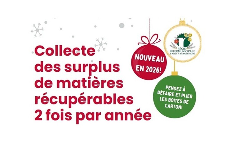 RIAM - Deuxième collecte de surplus de matières récupérables le 14 juillet à Sainte-Hélène-de-Bagot