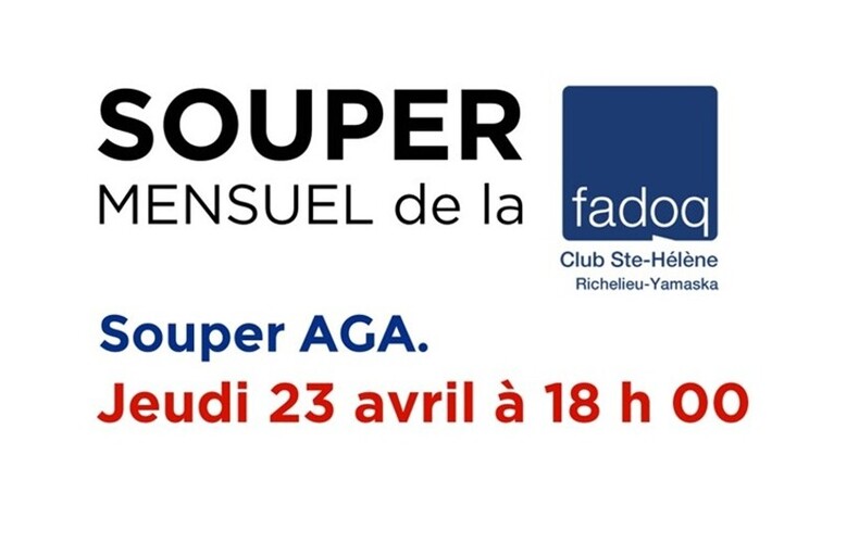 FADOQ - Souper et AGA le 23 avril 2026