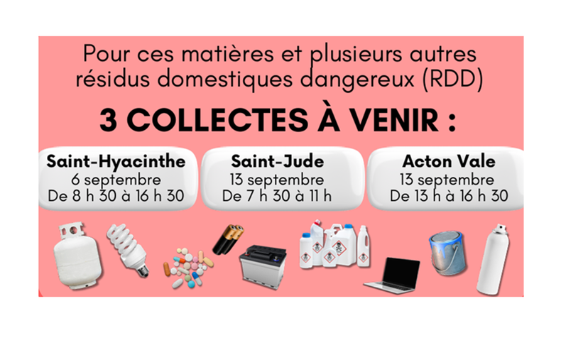 RIAM - Trois collectes de résidus domestiques dangereux (RDD)