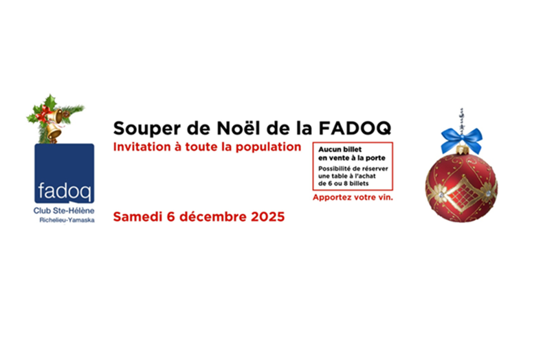 FADOQ - Souper de Noël le 6 décembre 2025