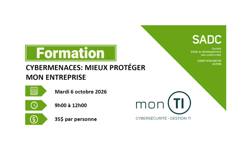 SADC - Formation « Cybermenaces : Mieux protéger mon entreprise »