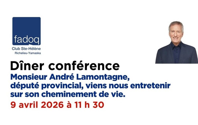 FADOQ - Dîner conférence le 9 avril 2026 - Cheminement de vie du député André Lamontagne