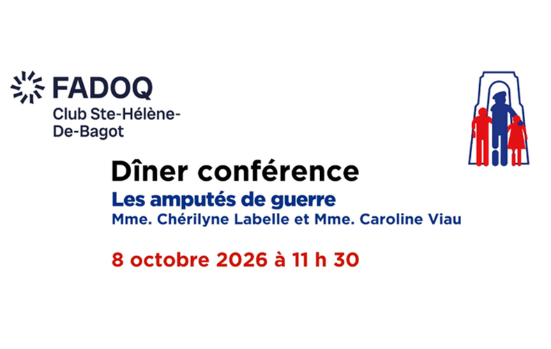 FADOQ - Dîner conférence le 8 octobre 2026 - Les amputés de guerre