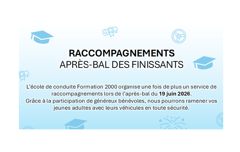 Raccompagnements après-bal des finissants - De 22 h à 3 h 30