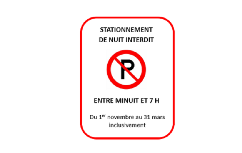 Rappel de l'interdiction de stationner en période hivernale