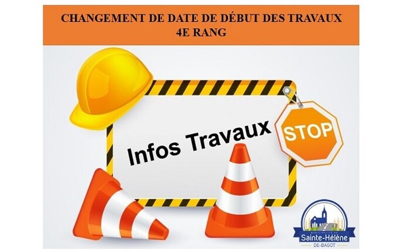 Changement de date - Fermeture partielle du 4e Rang, à la hauteur de l'intersection avec la rue Bélanger