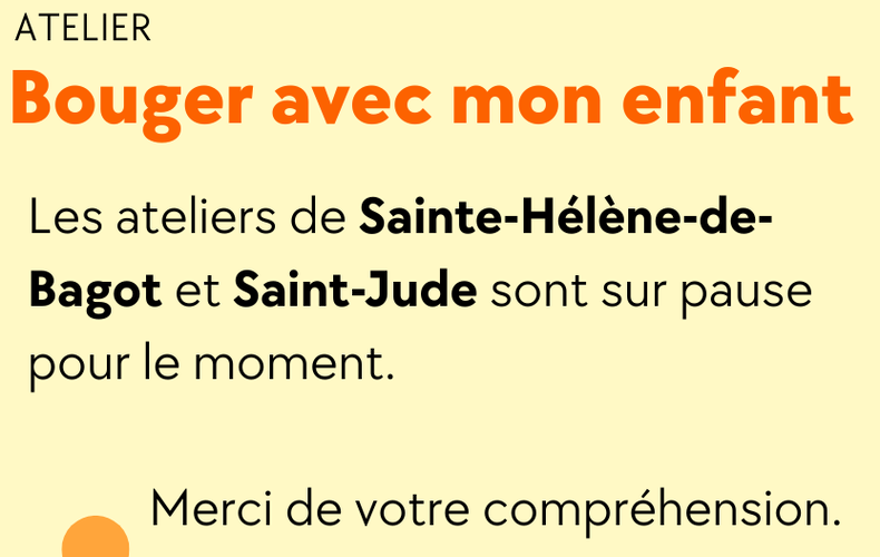L'Atelier « Bouger avec mon enfant » prend une pause