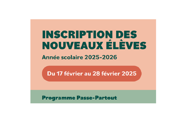 Passe-Partout - Inscription des nouveaux élèves - Année scolaire 2025-2026