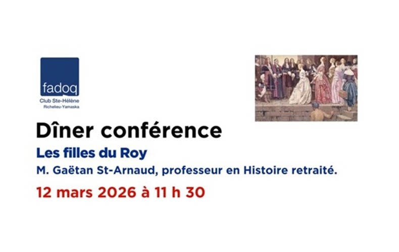 FADOQ - Dîner conférence le 12 mars 2026