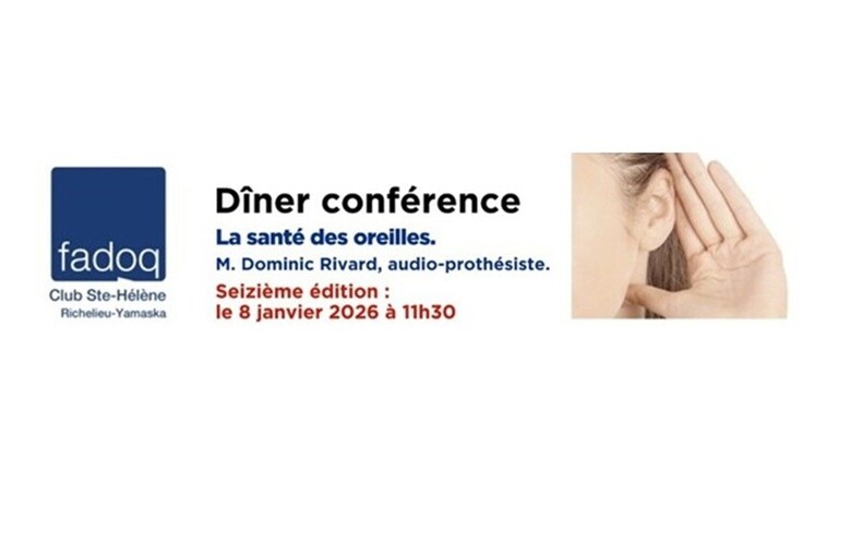 FADOQ - Dîner conférence le 8 janvier 2026 sur la santé des oreilles